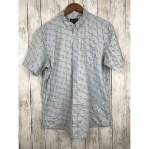 Retrofit Brand MFG Flamingo Tropical Mens Button Down Shirt Size  L Large